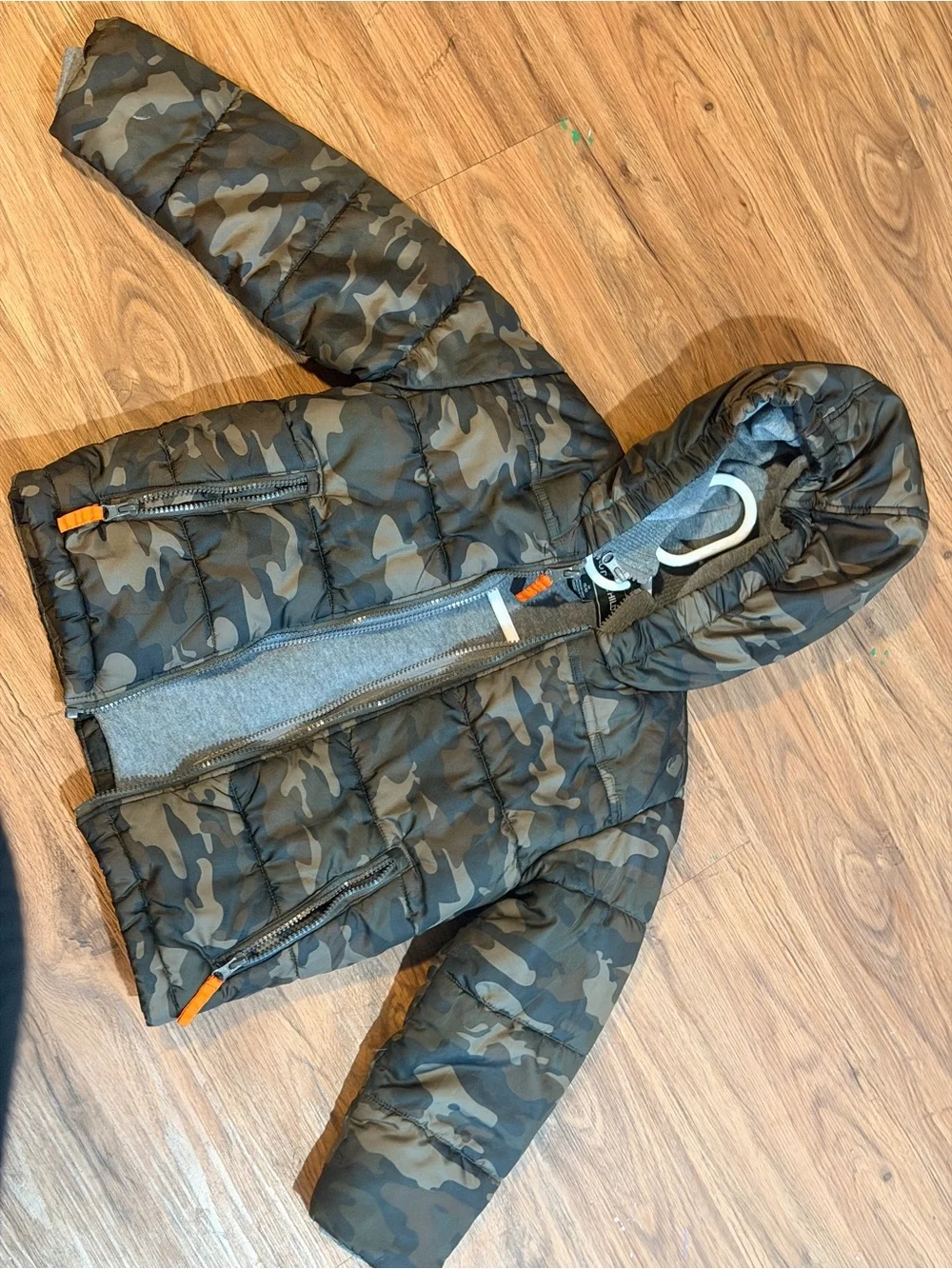 Rothschild Kids Camo Puffer Jacket with Hood - Green & Brown